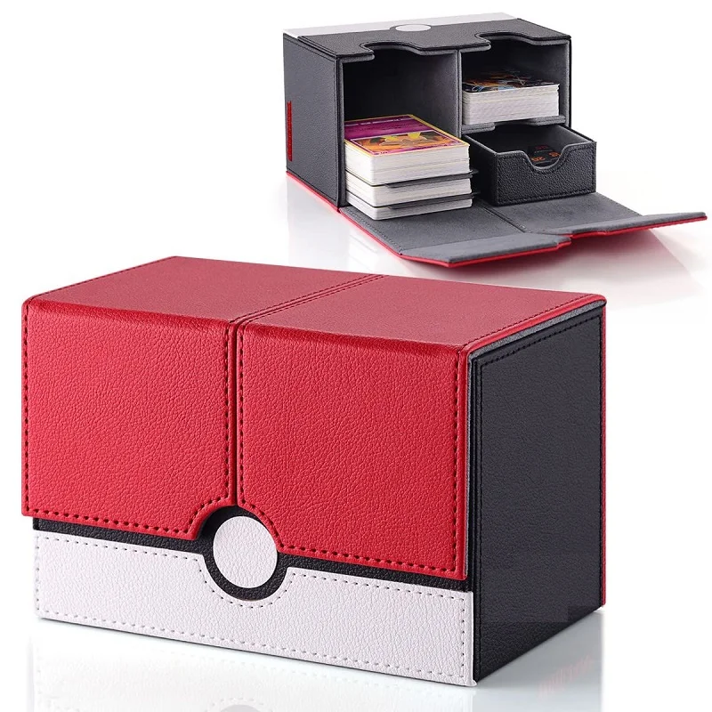 

New Durable Card Deck Box With Dice Tray 160+ Card Storage Box Fits For Tcg Ccg Pu Leather Magnet Collectible Card Case