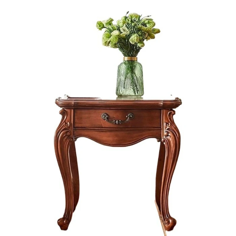 

American furniture solid wood corner, carved with drawers, sofa edge