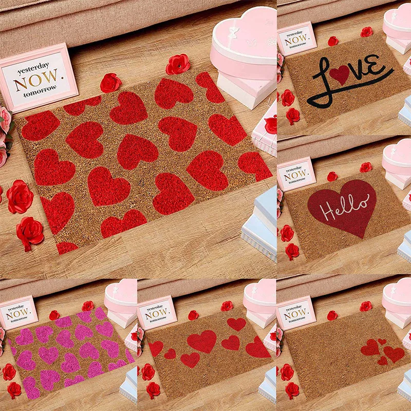 VIKAMA American Valentine's Day Series Crystal Velvet Carpet Love Door Mat Festive Holiday Home Decoration Mat Gift Wedding Mat
