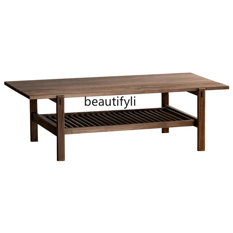 

Walnut Solid Wood Coffee Table Nordic and Japanese Style Household Silent Style Tea Table Rectangular