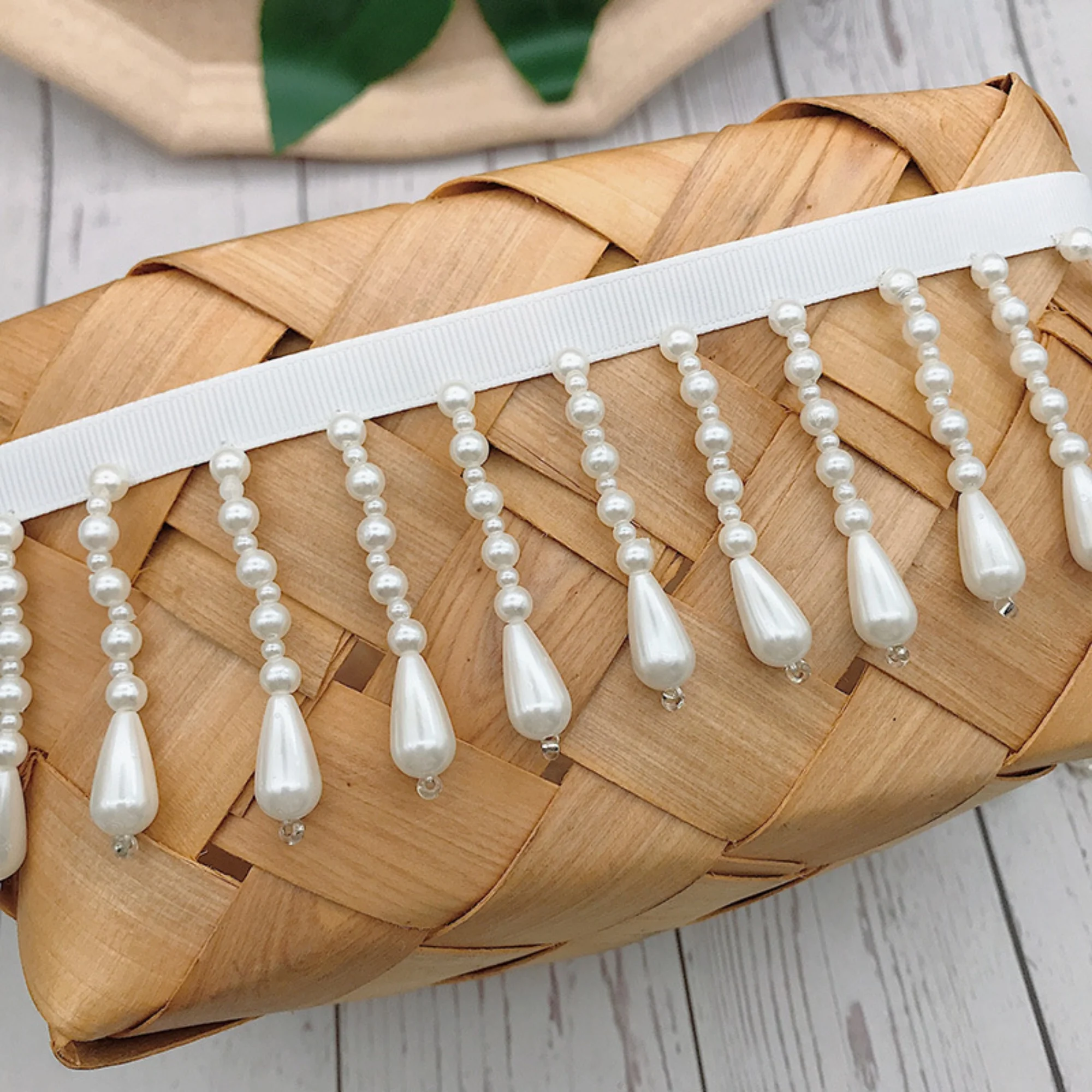 

0.5 meter Width 2.36'' Beaded tassels lace trim,Ivory Beaded lace,pearl lace for DIY dress