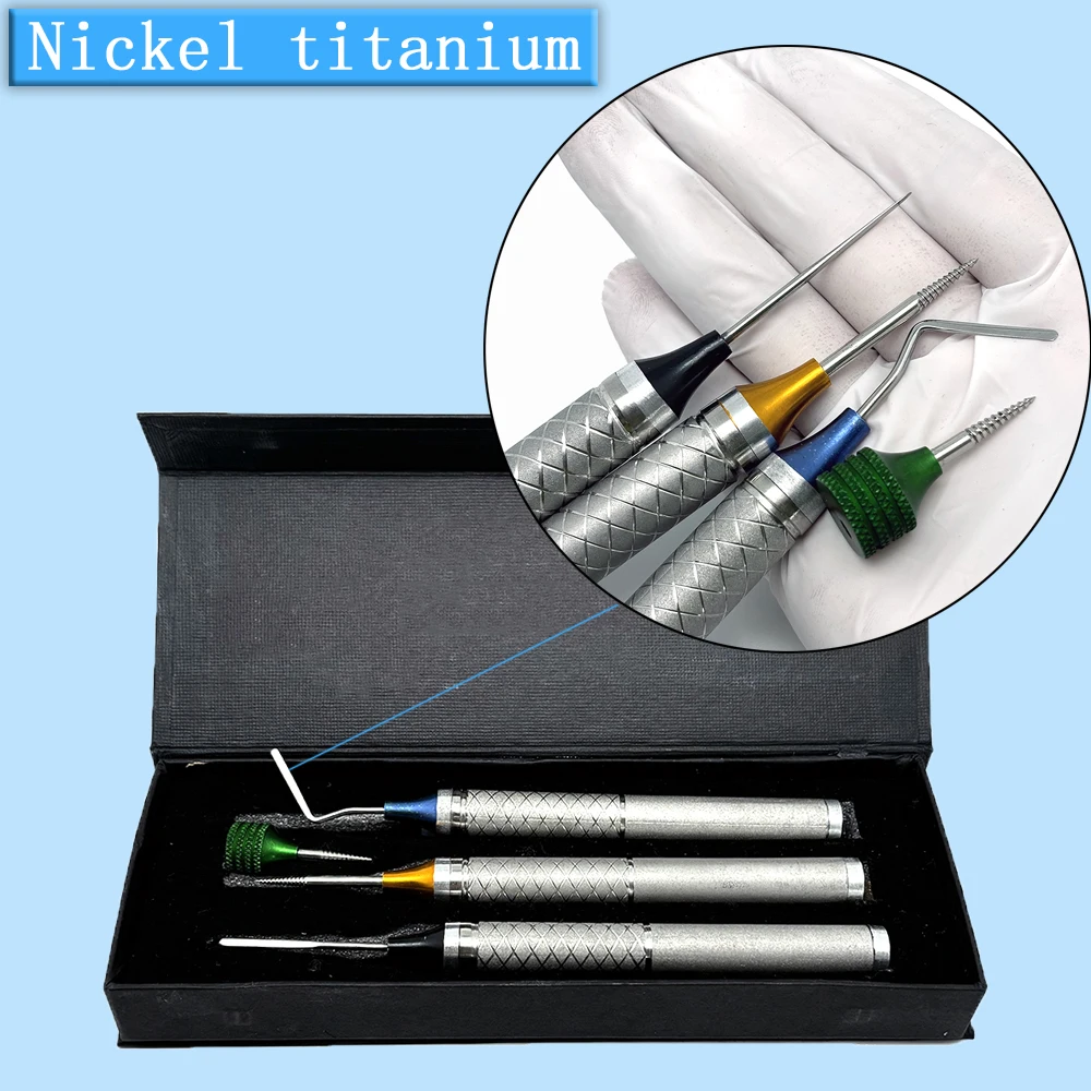 

4Pcs Dental Tooth Titanium Extraction Flex Periotome Power Kit Titanium Tip Flexible Periodontal Titanium Instruments Tool