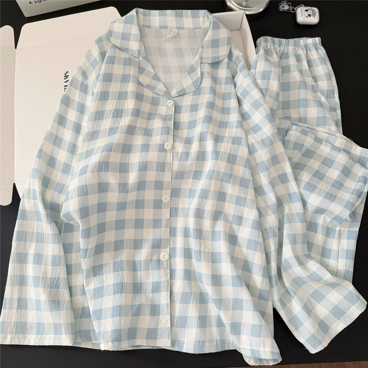 6007 sky blue plaid (pocket set)