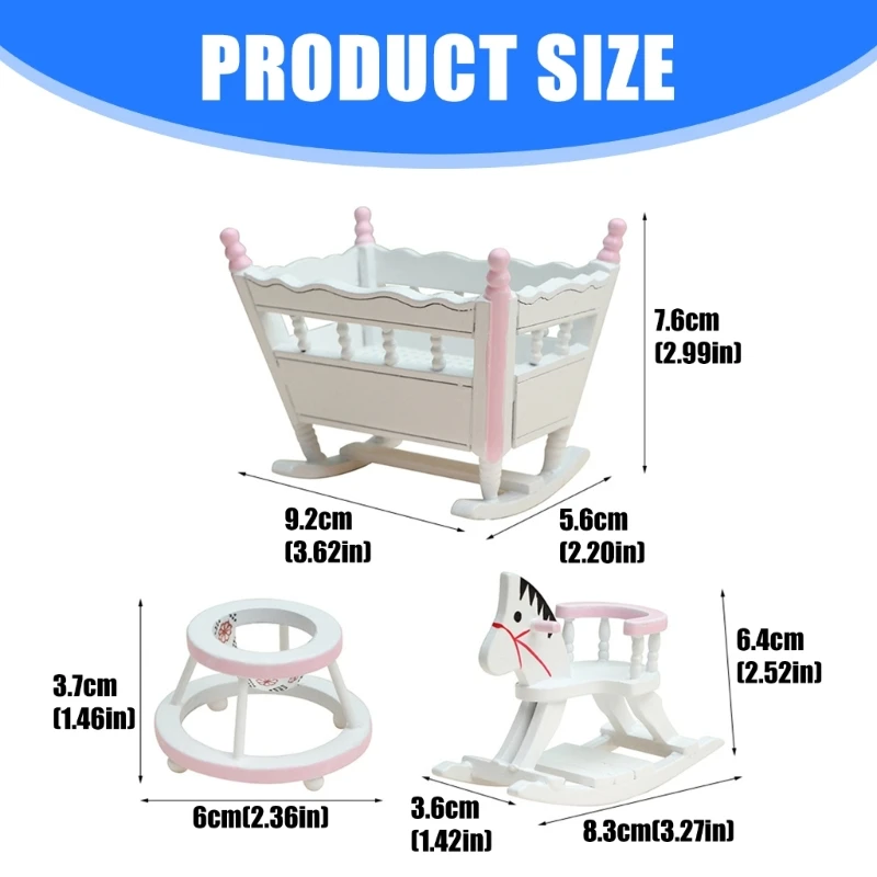

3PCS Dollhouses Nursery Room Accessories Pretend Play Toy For Children Collectible Realistic Miniature Furniture Set