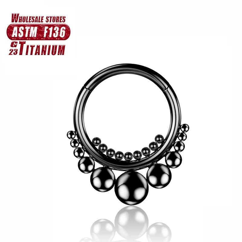 F136 Titan Piercing Schwarzer Nasenring Implantatqualität Scharnier Seamles Ohrring Clicker Knorpel Septum Daith Tragus Schmuck Geschenk – Detail 21