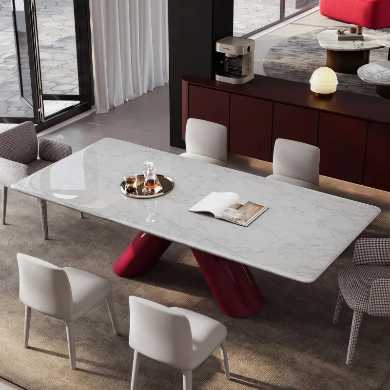 Italian minimalist paint dining table stainless steel rectangular dining table modern simplicity