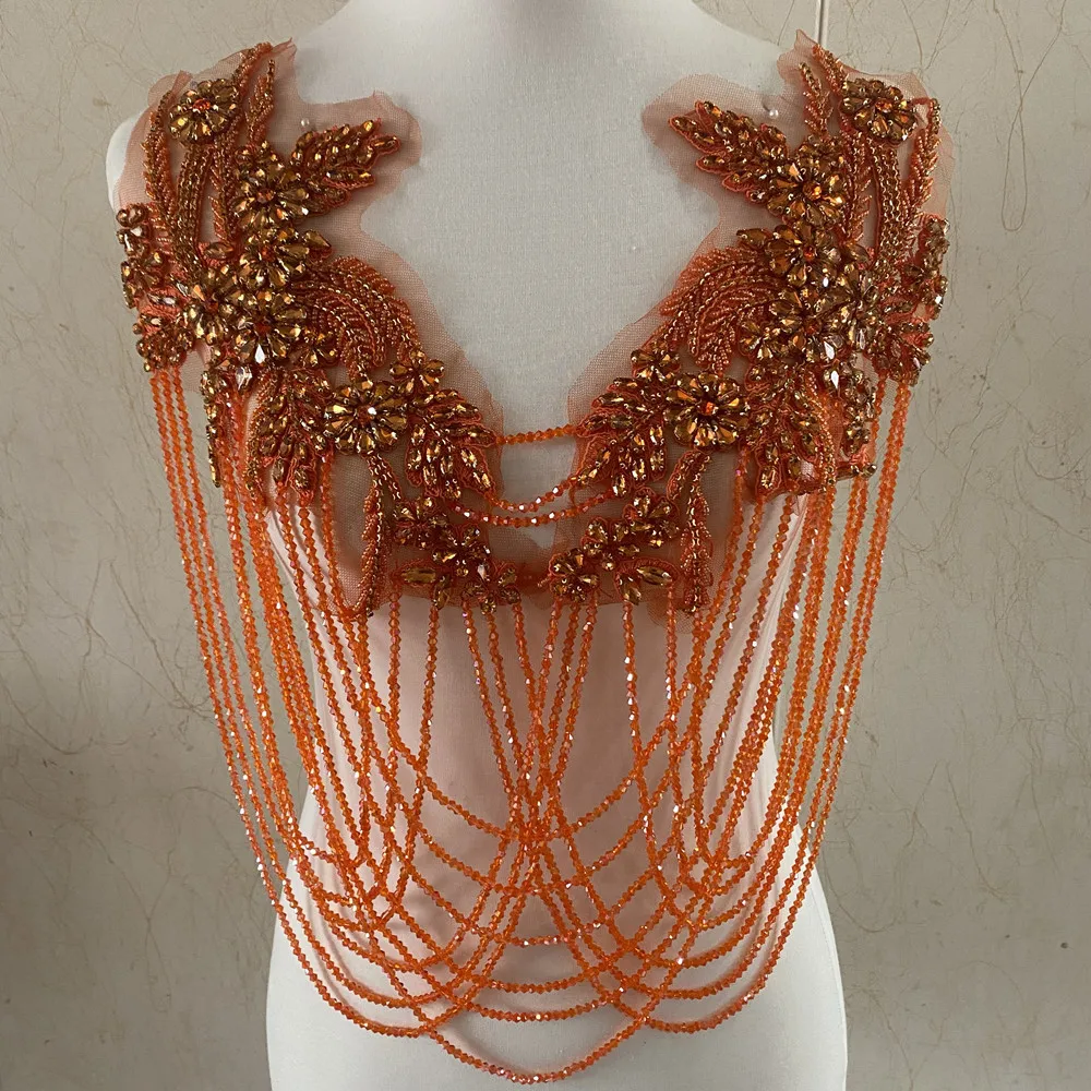 

Colorful Crystal Beaded Fringe Bustier Tight-Fitting Light Blue Yellow Diamond Red Dance Party Wedding Dress D-006