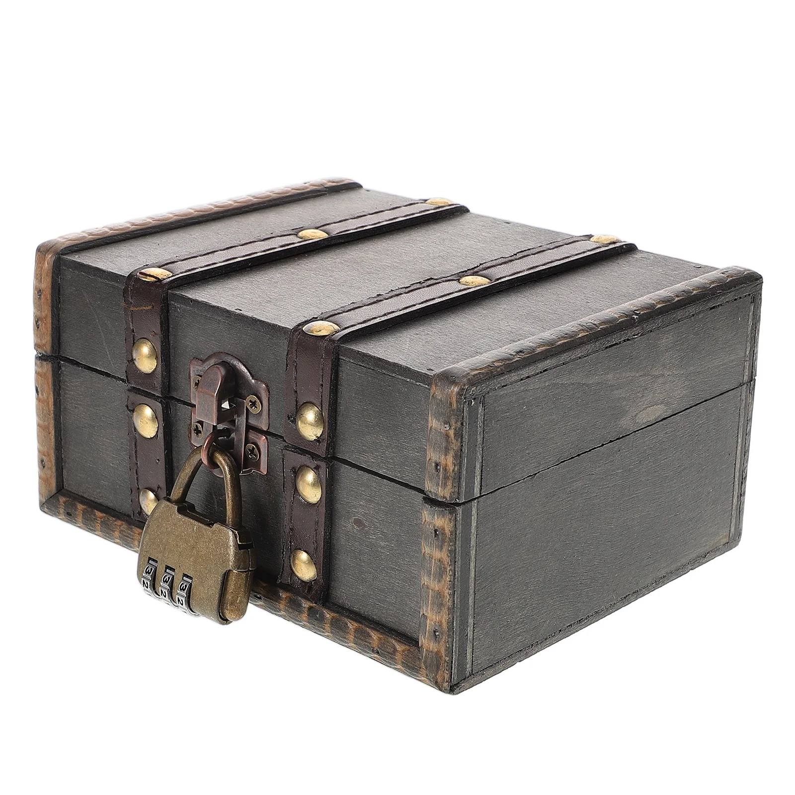 

Retro Distressed Wooden Jewelry With Lock Vintage Storage Chest Organizer For Necklaces Earrings Keepsake Decorative Treasure