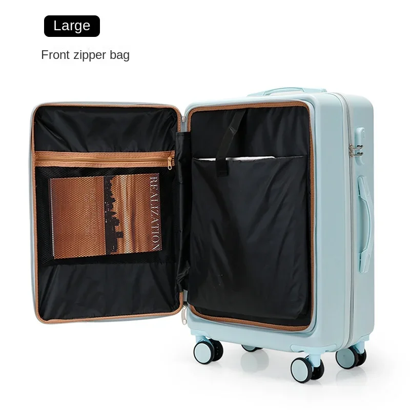 Rolling Luggage Travel Suitcase  Front Open Trolley Case Boarding Box Unisex Large Capacity Trunk Silent Universal Wheel Luggage