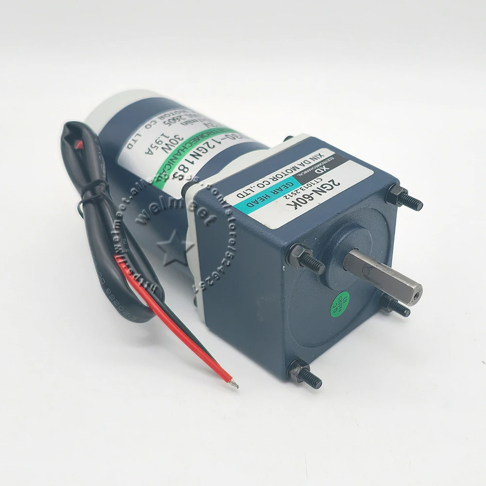 1Pcs DC12V/24V 10rpm-600rpm 60x130mm 30W Large Power Gearbox Speed Reduction Gear Motor Motor CW/CCW