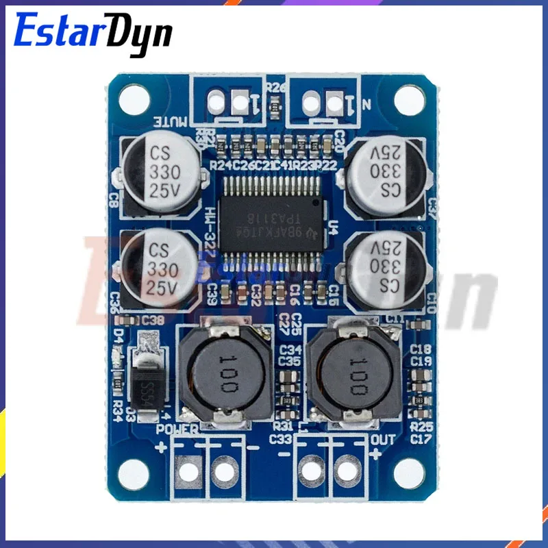 لوحة مضخم صوت رقمي أحادي من Estardyn ، وحدة أمبير ، أصلية ، TPA3118 ، 60W ، 32pin ، DC 12V-24V