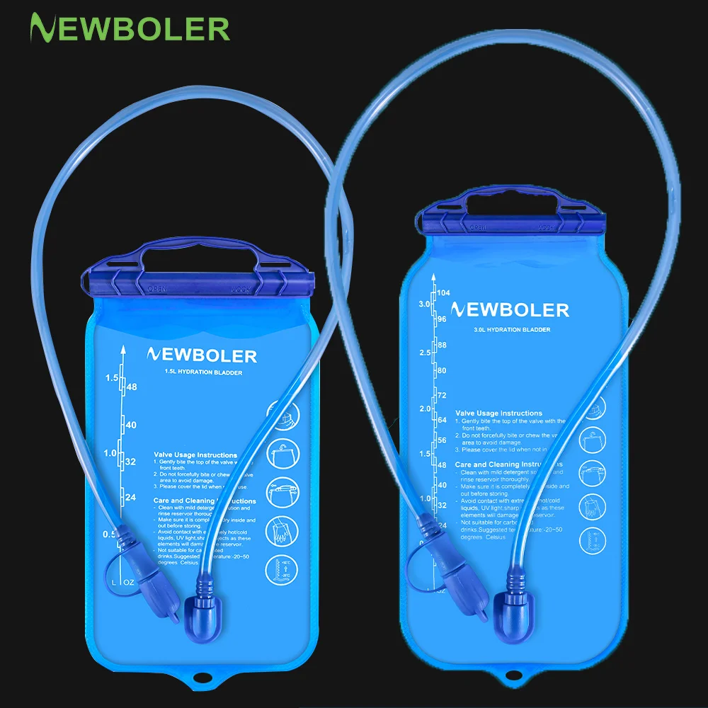 NEWBOLER 1.5L 2L 3L Zewnętrzna Sportowa Worek na Wodę do Biegania, na Rower, Miękka Butelka na Wodę PEVA, Miękka Fľaska na Wodę, Worek na Wodę