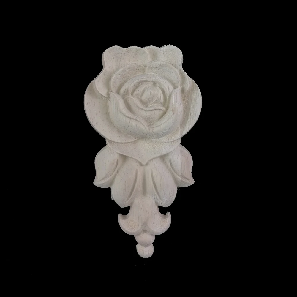 10PCS Woodcarving Decal Corner Applique Frame Door Decorate Wall Doors Furniture Decorative Figurines Wooden Miniatures 10X6CM