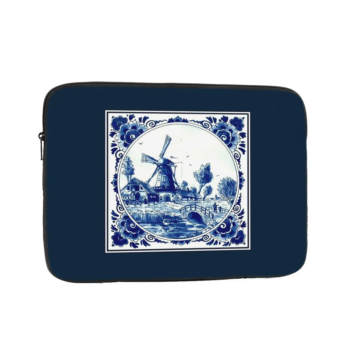 Vintage Windmill And Bridge Print Notebook Laptop Bag 10 12 13 15 17 Inch Notebook Sleeve Cover Bag Tablet Shockproof Case Bag