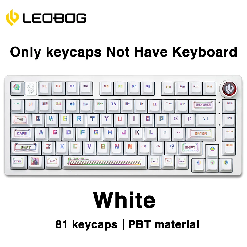 LEOBOG Hi75 Keycaps 81 Keys Five Side Dye Sublimation High Quality PBT Material Cherry Profile Key Caps 75% Layout DIY Keyboard