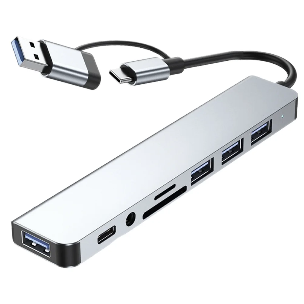

USB Hub Typec Multi-Port Connector Durable Aluminum Alloy High Speed Data Transfer Multiple Interfaces for Devices