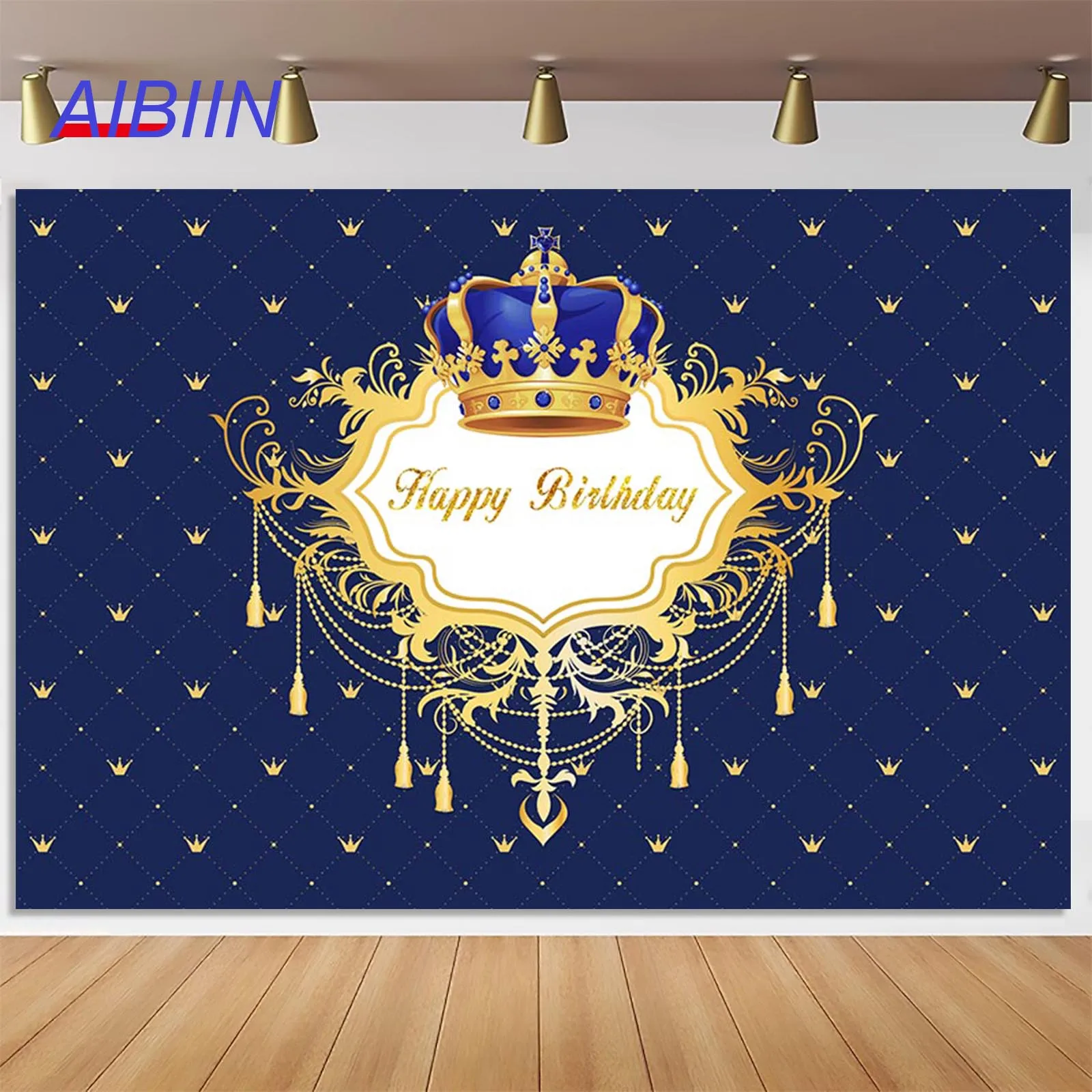 

Newborn Birthday Photography Backdrop little Prince Boy Royal Blue Party Decor Background Kids Portrait Cake Poster Photozone