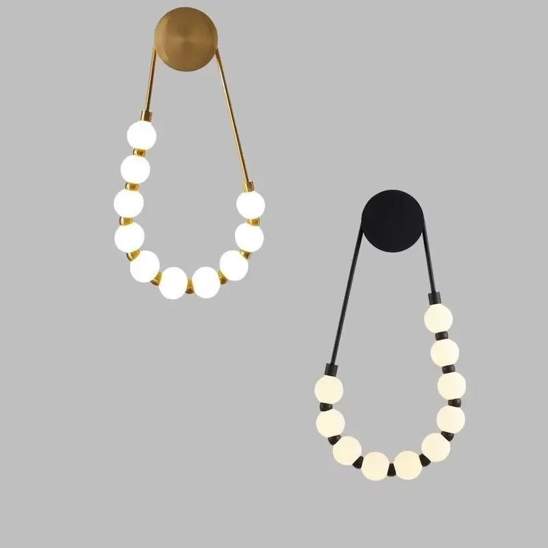 2026 Nordic Minimal Creative LED Wall Lamps Necklace Black Golden Wall Pendant Light Home Decor For Bedroom Corridor Islands Lig