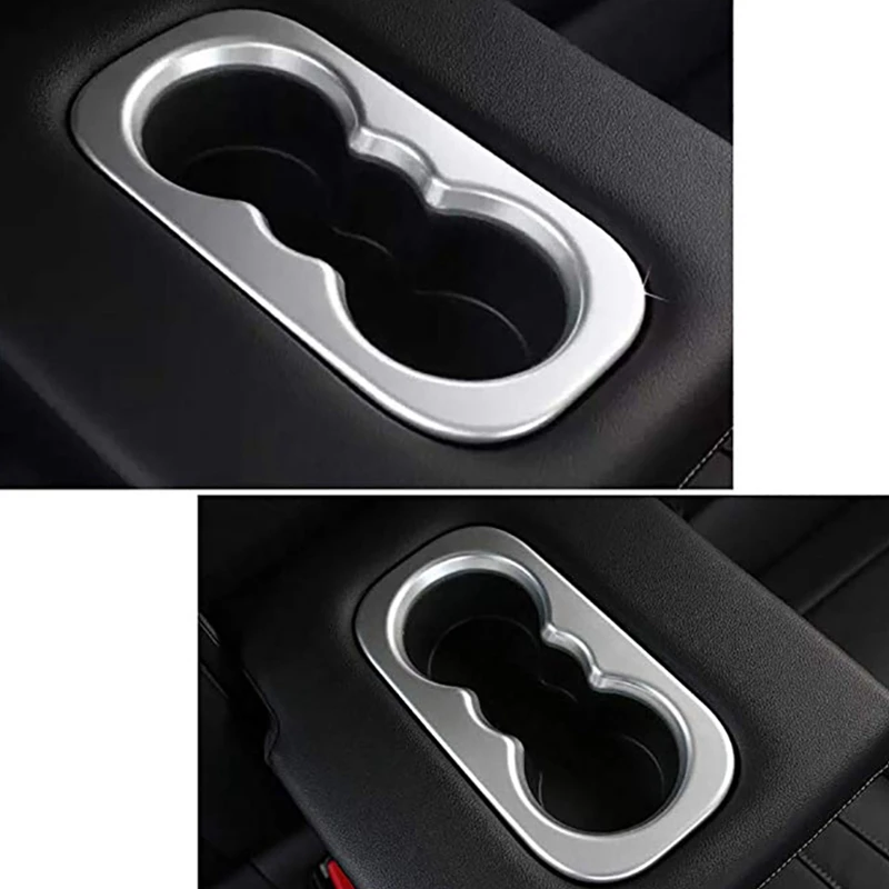 Auto Accessory Chrome Matte Rear Central Water Cup Holder Frame Cover Trim For Renault Koleos 2017 2018 2019 / ABS