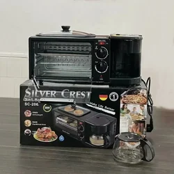 Sartén eléctrica 3 en 1 para desayuno, máquina de desayuno de 220V, tostadora de pan, horno de cocina eléctrico, Reino Unido