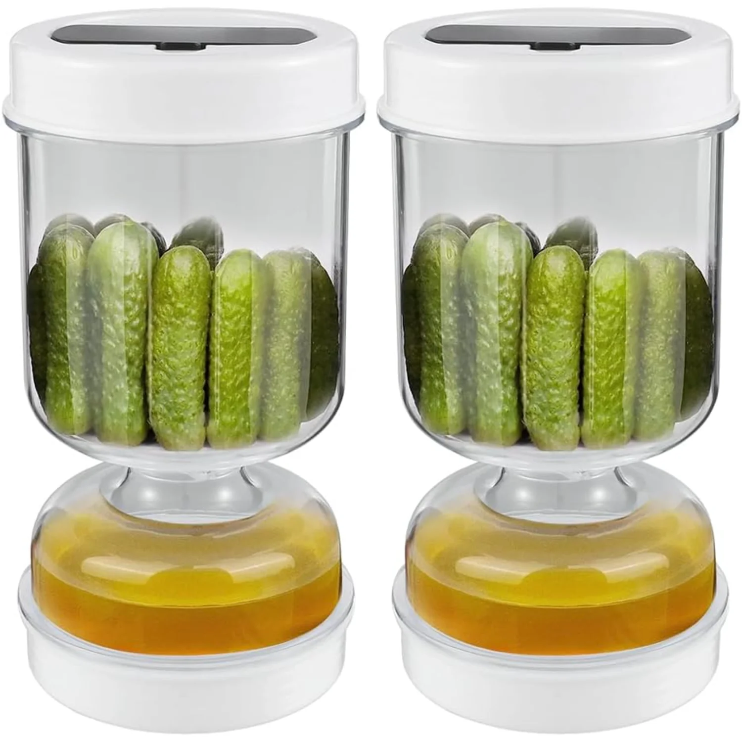 2 Pcs Pickle Container with Strainer, Wet And Dry Separation Pickle and Olive Jar with Fork Leakproof Airtight Food Containers U