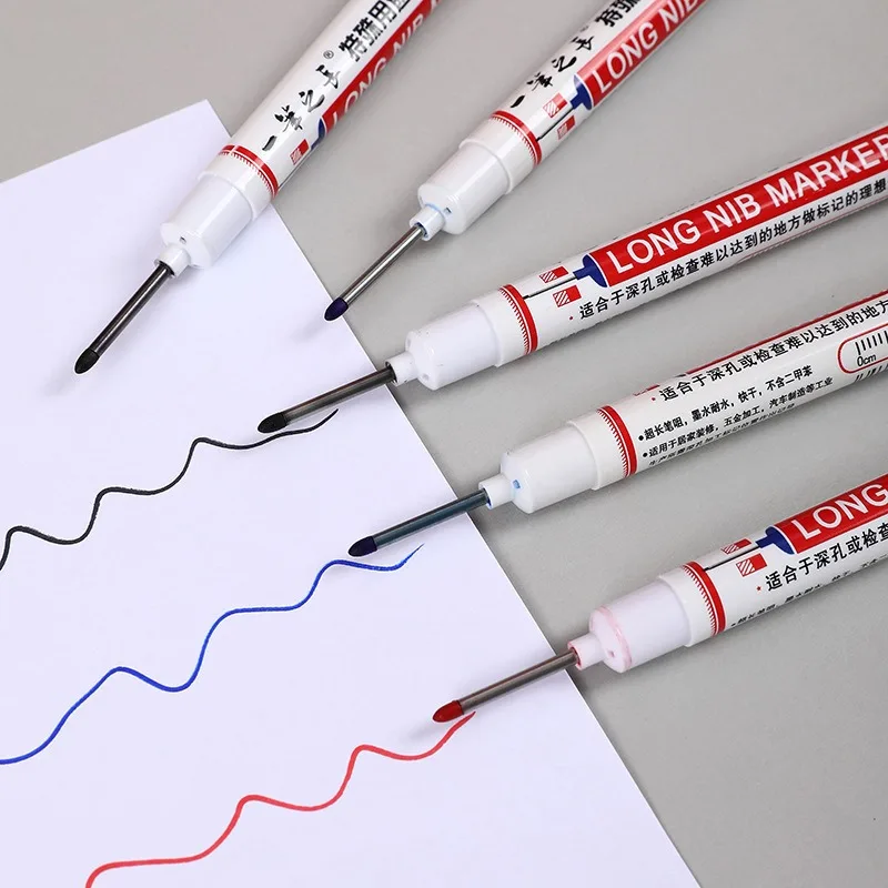20mm Waterproof Long Head Markers Set Deep Hole Paint Marker Pen for Metal Carpenter Red/Black/Blue/White Woodworking Tools image 3