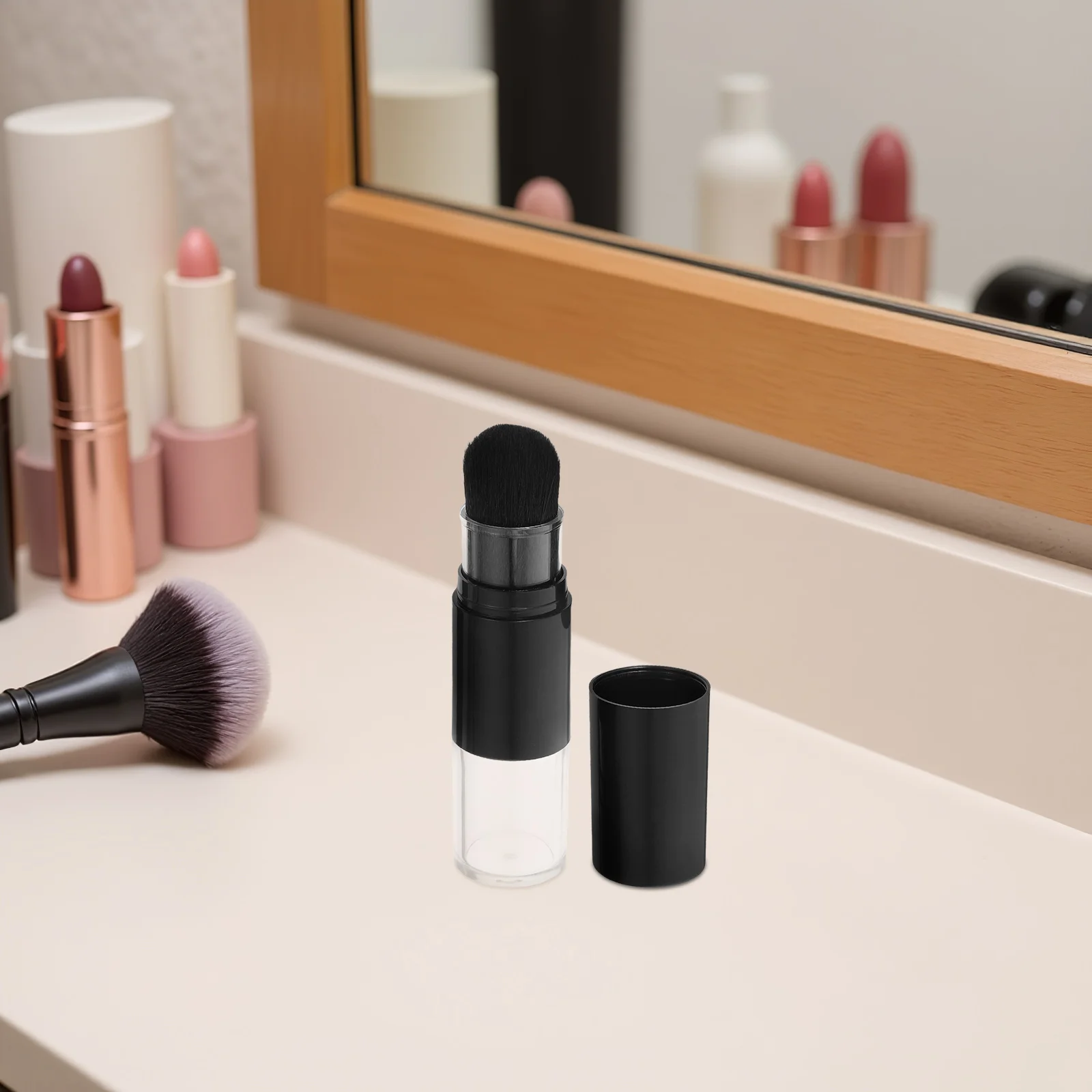 Brocha de maquillaje multifuncional, herramienta facial para colorete en polvo de fibra suave, Mini portátil de viaje para acabado de contorno, base de ajuste