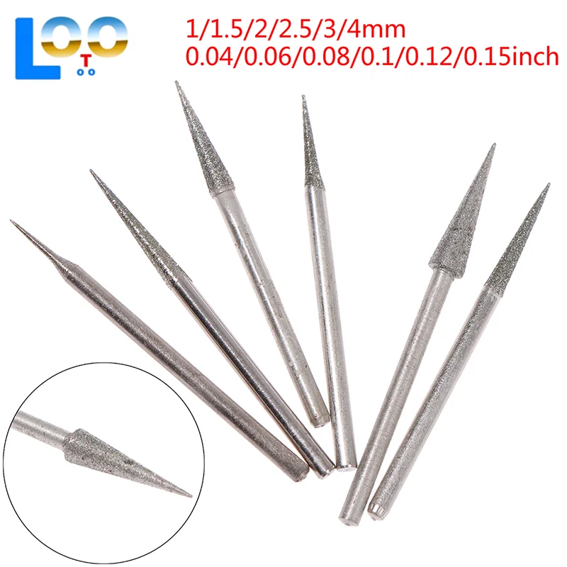 6/10 ชิ้น 1-4 มิลลิเมตรเครื่องมือแกะสลักหัวขัดหัวฉีดบดหัวฉีดเพชรหัวเข็มแกะสลักเครื่องมือขัด