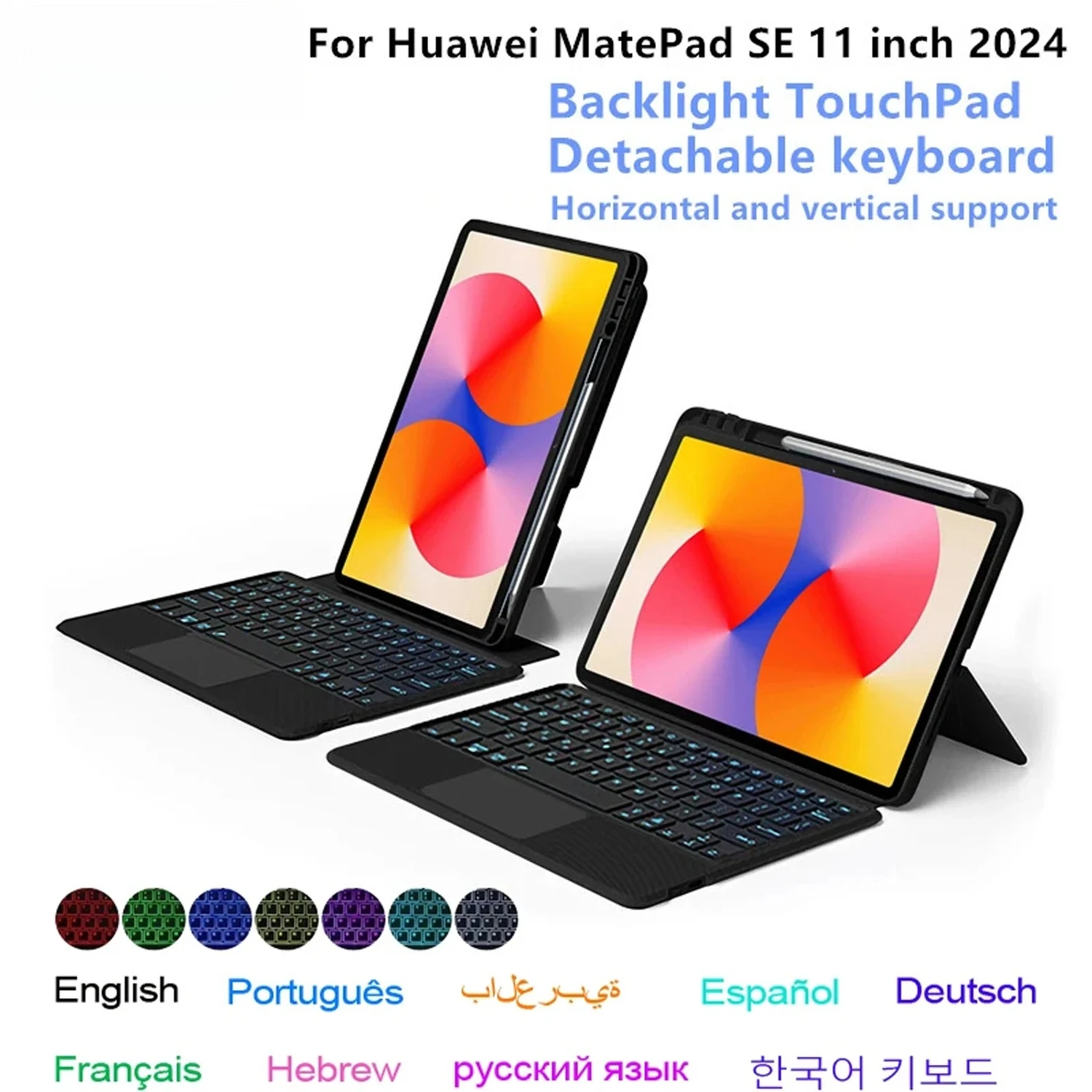 Backlight Keyboard Case For Huawei MatePad SE 11 Inch 2024 AGS6-W00 Tablet MatePad SE 11' TrackPad Magic Keyboard Cover