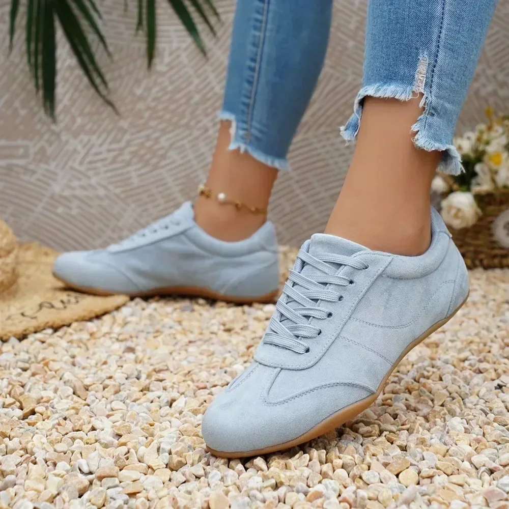 Damen Wildleder Schnürschuhe 2026 Neue Sneakers Runde Zehenkappe Weich Bequem Casual Damen Outdoor Fahr-/Wanderschuhe für Frauen – Detail 8
