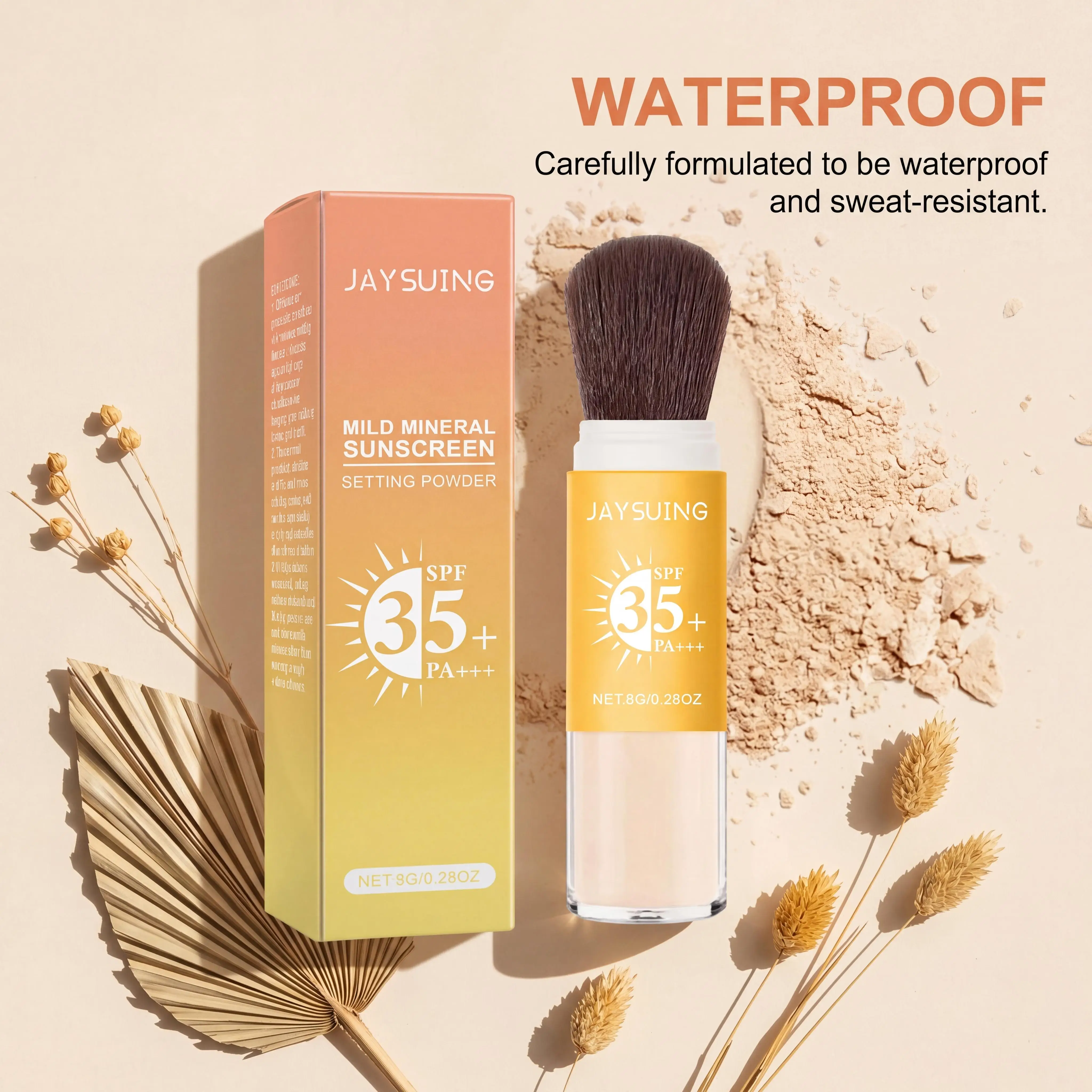 Mineral Sunscreen Setting Powder SPF for Face with Soft Brush Matte Finish Lightweight Loose Powder Daily Face Makeup Sun Block