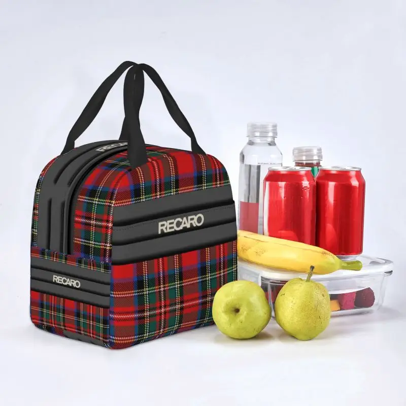 Recaros Logo Lunch Bag, À Prova de Fugas, Refrigerador, Térmica, Isolado, Caixa para Mulheres, Crianças, Trabalho, Escola, Piquenique, Viagem, Comida, Sacolas