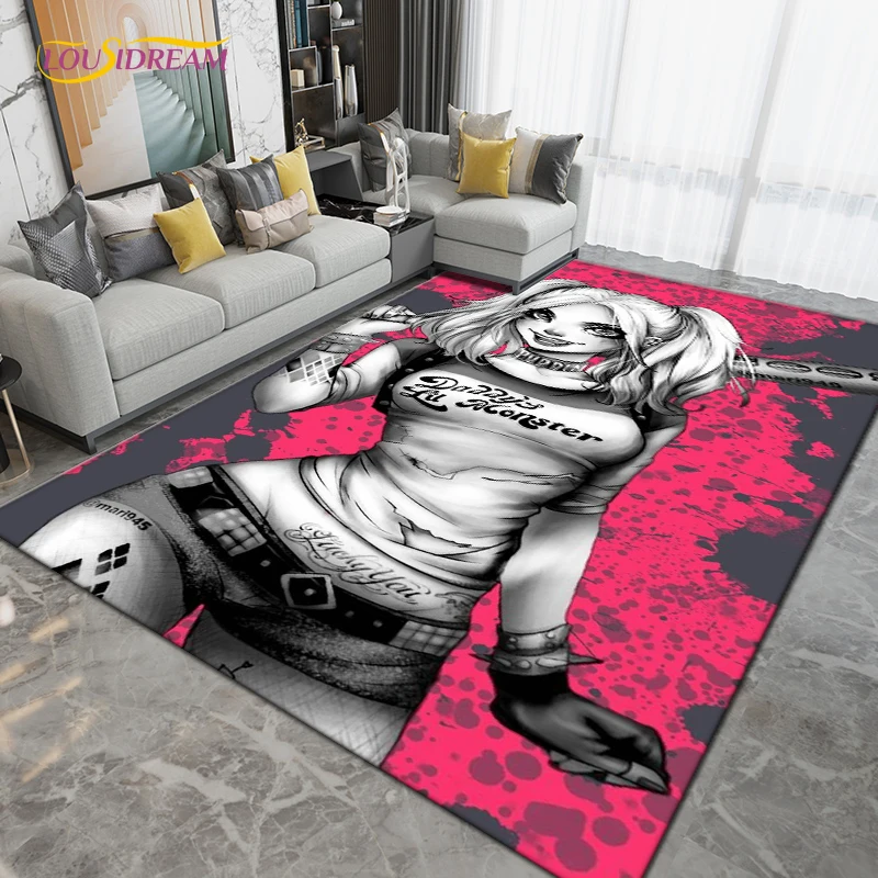 Harley-quinn-Tapis de bande dessinée lea large, tapis de clown girl lea pour salon, décoration de chambre à coucher, cuisine HONO-ALD, polymères de