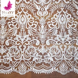 Fashion rayon ivory lace fabric 130cm lace fabric Design African Mesh Lace Fabric Embroidery French Tulle Lace for Evening Dress