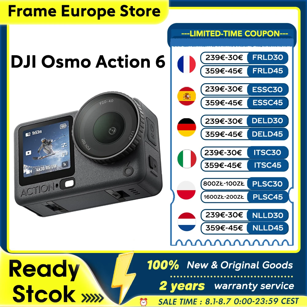 DJI Osmo Action 6 Essential Combo Action-Kamera mit 1/1,1 Zoll Quadratischem Sensor Variabler Blendenweite von f/2.0-f/4.0 4K Action-Kamera Neu 2026