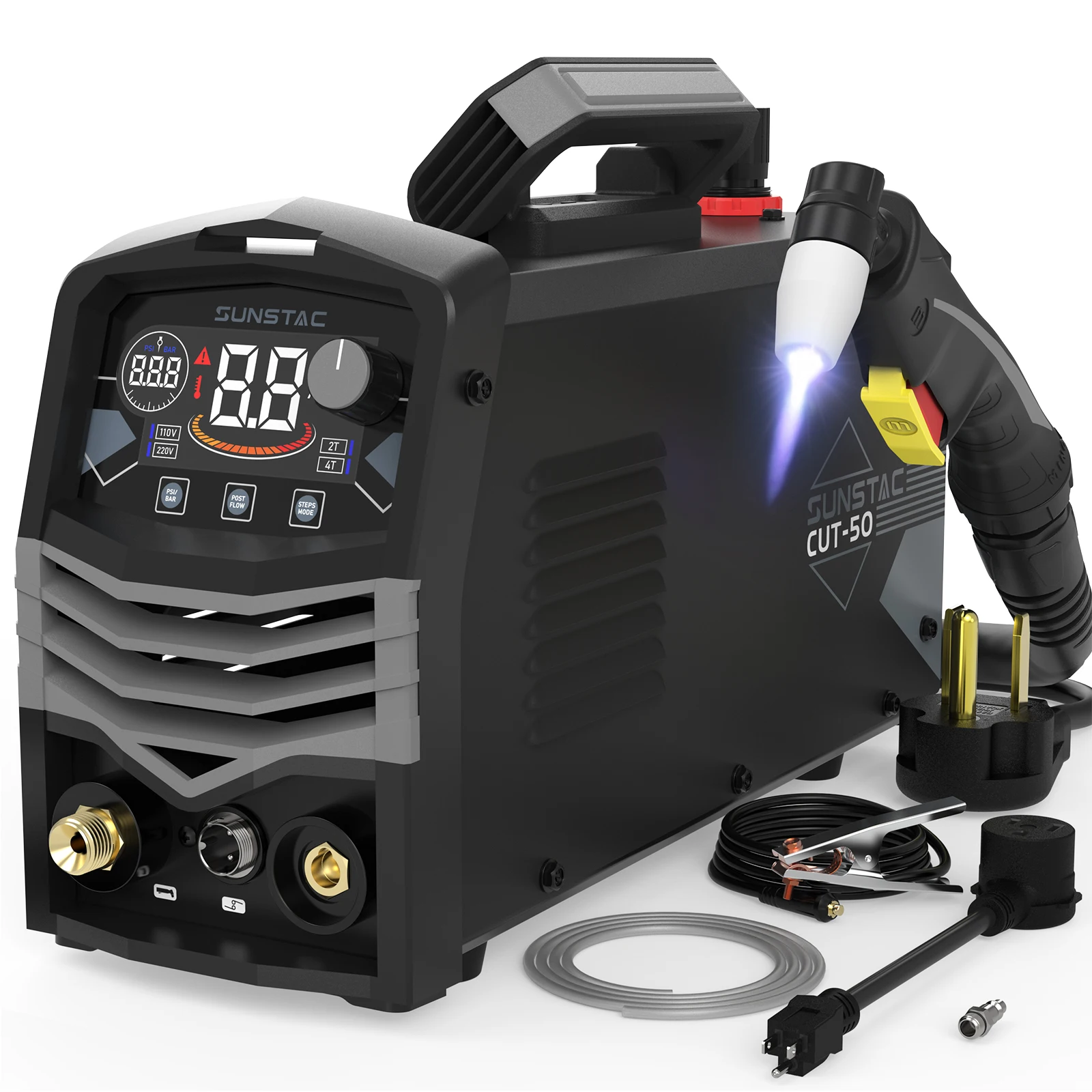 

Плазменный резак на 50 А, инвертор IGBT с двойным напряжением 110/220 В, максимальная резка 5/8 дюйма, режим 2T/4T, ЖК-дисплей. Для профессионального и домашнего использования