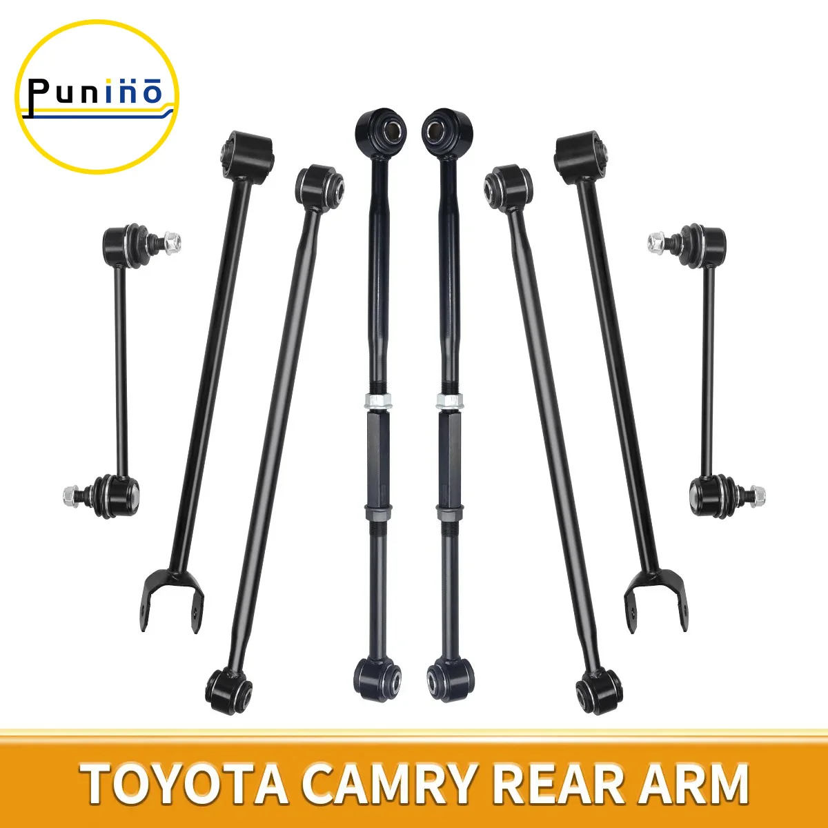 

Punino 8pcs Rear Lower Control Arms Lateral Link Rod Sway Bar Set Kit for Toyota Camry Avalon 1997 1998 1999 2000 2001