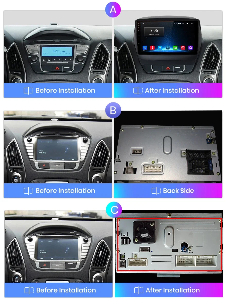 Junsun 360 ° Panoramakamera 8-Kern Autoradio für Hyundai Tucson 2 IX35 2009-2015 Kabelloses CarPlay Android Auto Stereo GPS-Navigation – Detail 2