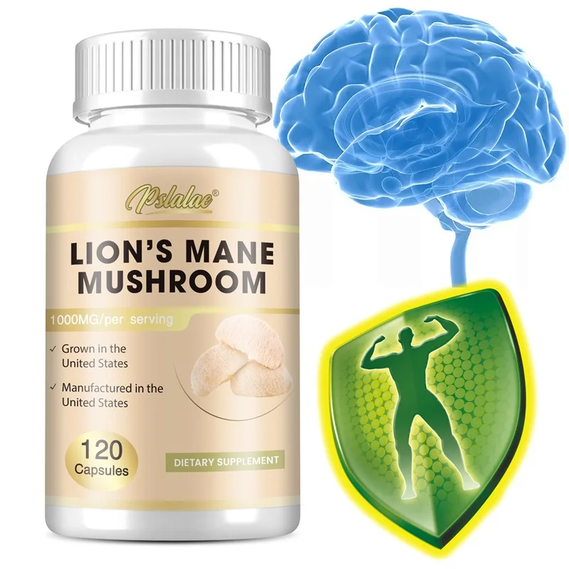 

Lion's Mane Mushroom Supplement - Brain Supplement for Memory and Focus, Relief Stress - 120 Capsules