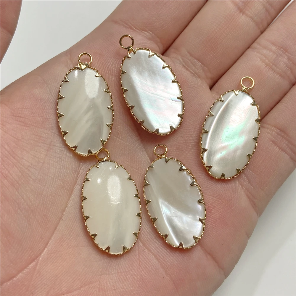 2pc Natural White Mother-of-pearl Shell Charm Pendant For Making Bracelet Necklace Earring Handmade Wholesale Jewelry Women