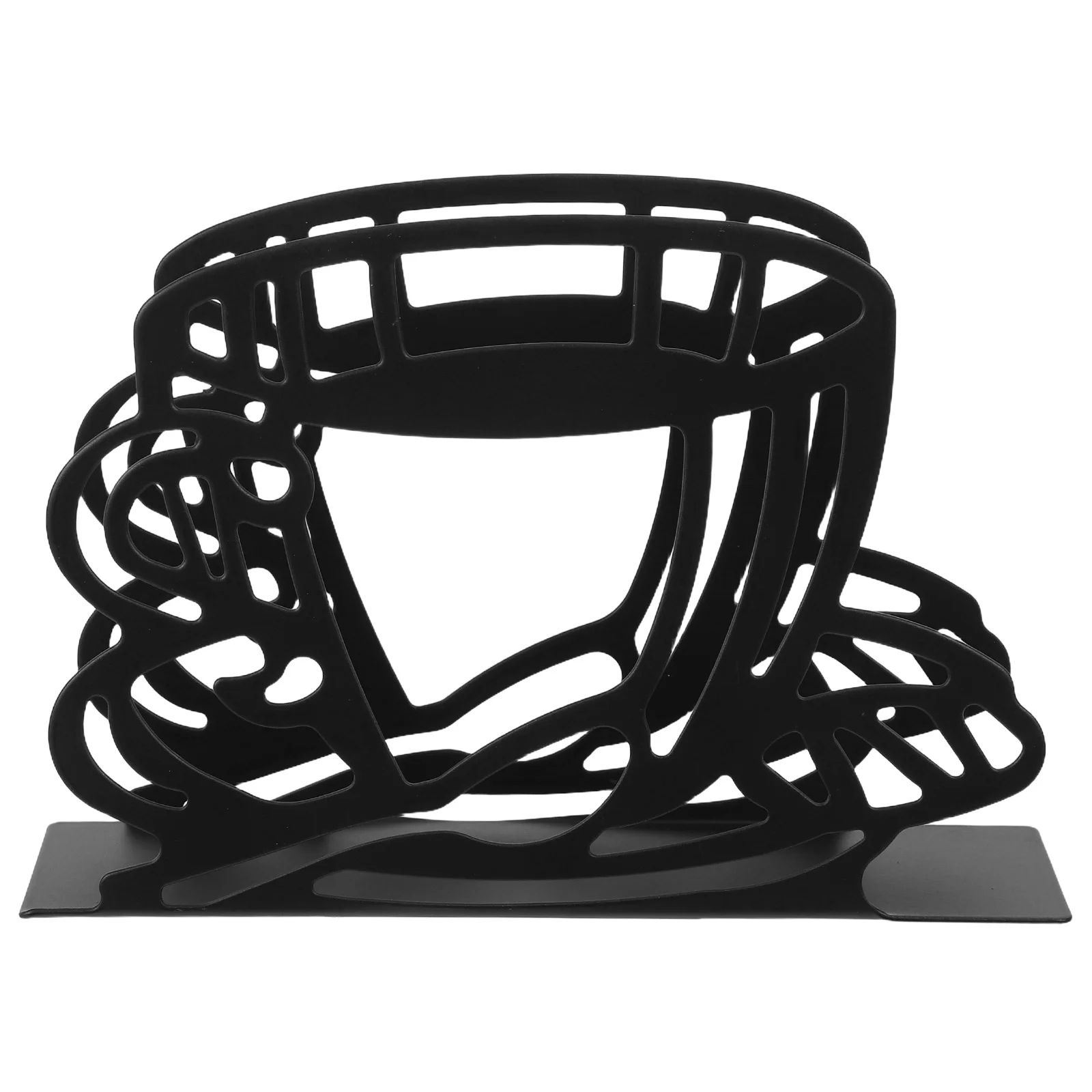 

Stylish Wrought Iron Napkin Holder Coffee Cup Shape Black Tissue Storage for Table Kitchen Dining Room Coffee Cup Stand