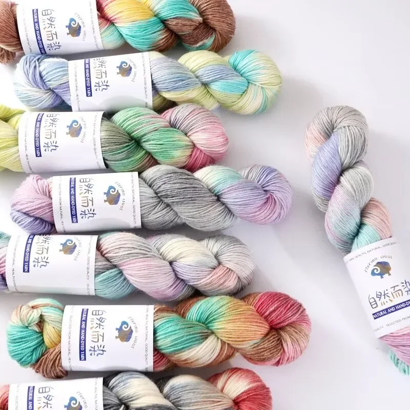 

3 шт., окрашенная вручную шерстяная нить, средняя толщина 100 г, ручная работа, сделай сам, приятная для кожи и удобная шерстяная тканая куртка-шарф с шариками