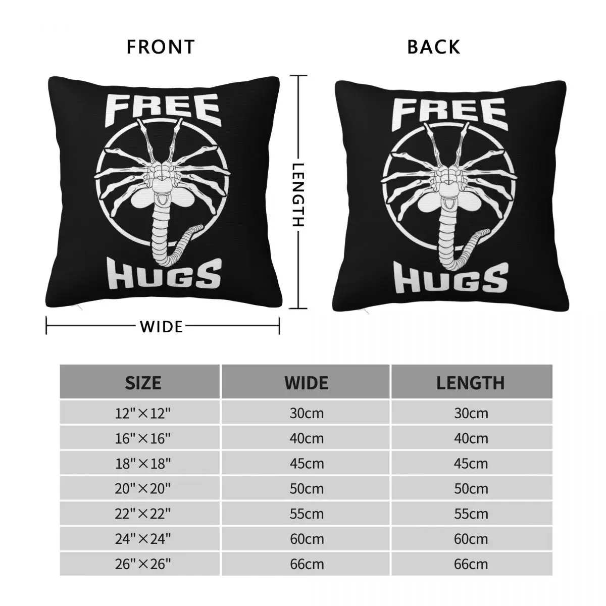 Alien Xenomorph Free Hugs Pillowcase Polyester Linen Velvet Pattern Zip Decor Room Cushion Cover 18