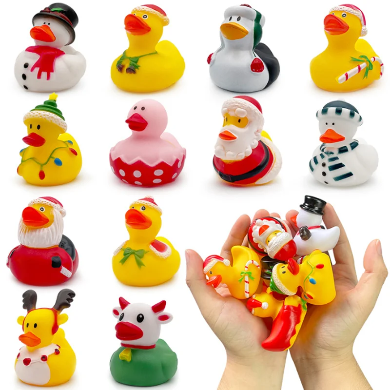 6-30 Stuks Kerst Rubber Eend Kinderen Baby Bad Speelgoed Eend Water Speelgoed Feest Decoratie Lijm Eenden Cadeau Voor Kinderen