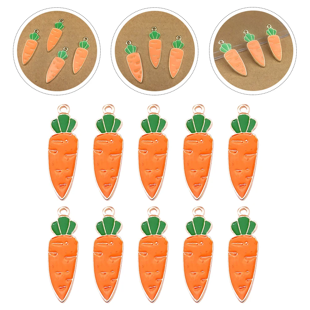 

10 Pcs Carrot Pendant Necklace Making Supplies Jewelry Pendants Lightweight DIY Accessories Alloy Charms Bracelet