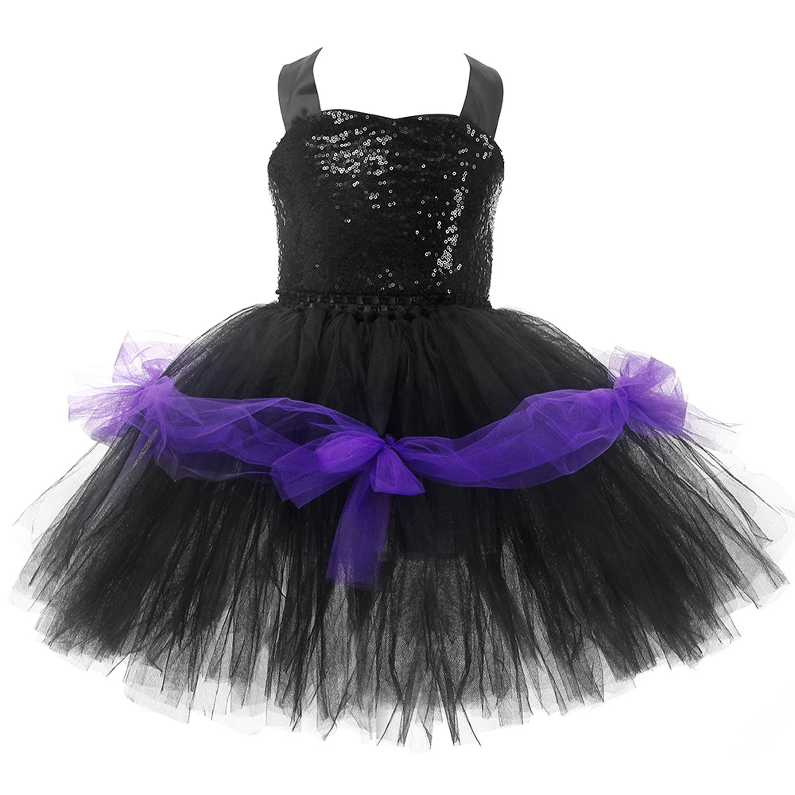 

Halloween Costume for Kids Girls Shiny Sequin Sleeveless Fluffy Tutu Tulle Princess Dress Cosplay Party Costume Dress up Garment