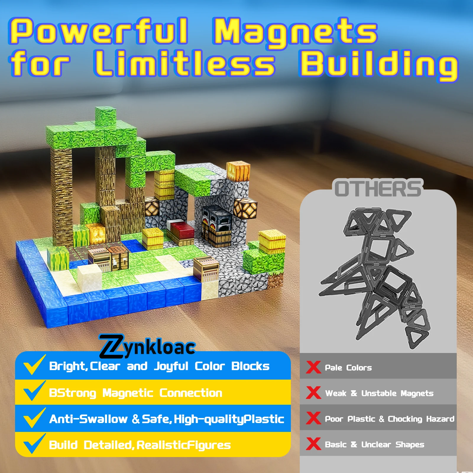 Bloques de construcción magnéticos, construcción de juguetes, juego de construcción mundial, educación sensorial STEM, regalo de Navidad