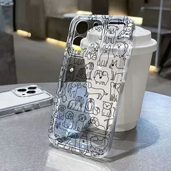 Graffiti Cartoon Dogs Cats Clear Case For Samsung Galaxy A54 5G A55 A35 A34 A15 S26 Plus S24 Ultra S23 S22 S21 S20 FE A14 Cover