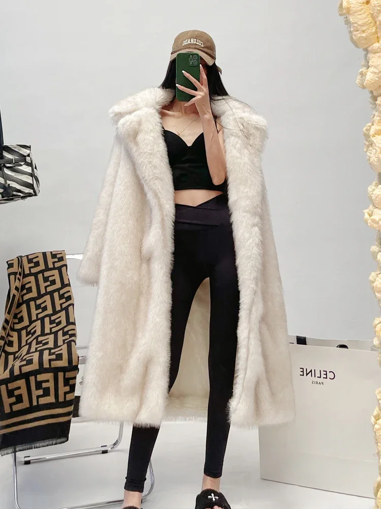 High-end Coats 2023 Winter Clothes New Fashion Fox Fur Fur Coat Women\'s Loose-fit Light Luxury Mid-Length Long Fur Jackets