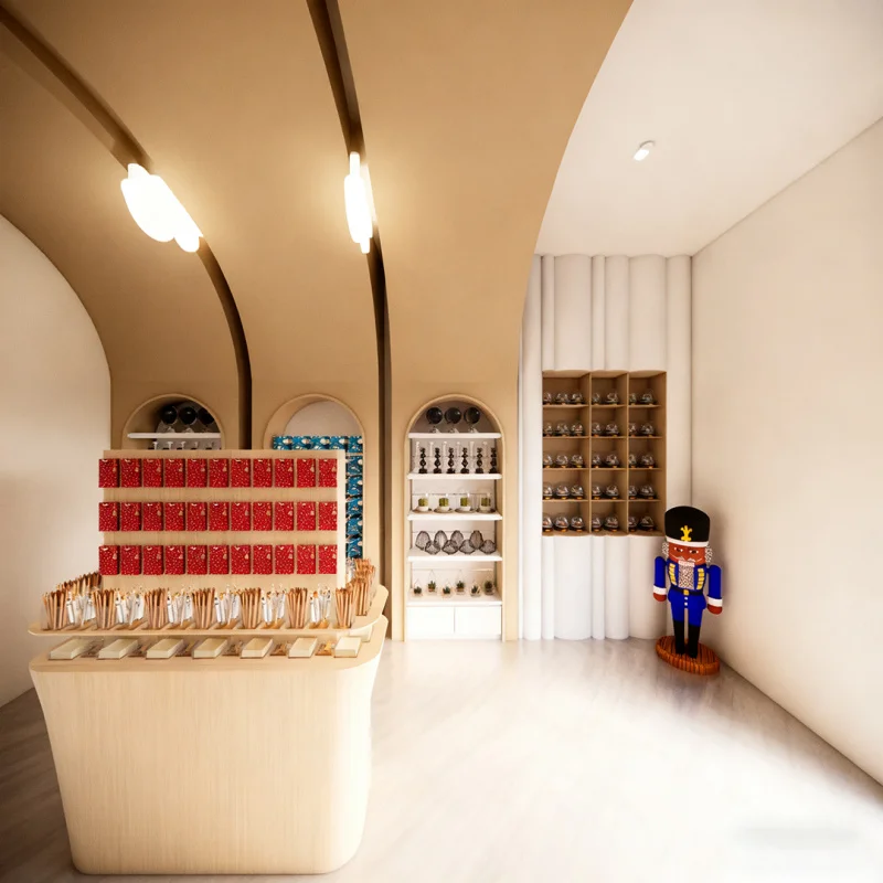 custom.Wooden Display Shelf Cosmetics and Fragrances - Custom Factory-Built Design to Enhance Beauty Salons